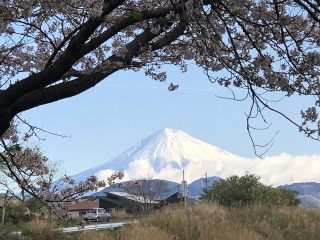 ４月なのに真っ白な富士山